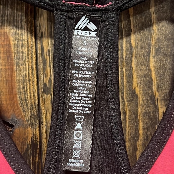 RBX Active Tank S Color Block Black Pink Orange Racerback Stretchy Workout Top - Picture 4 of 6